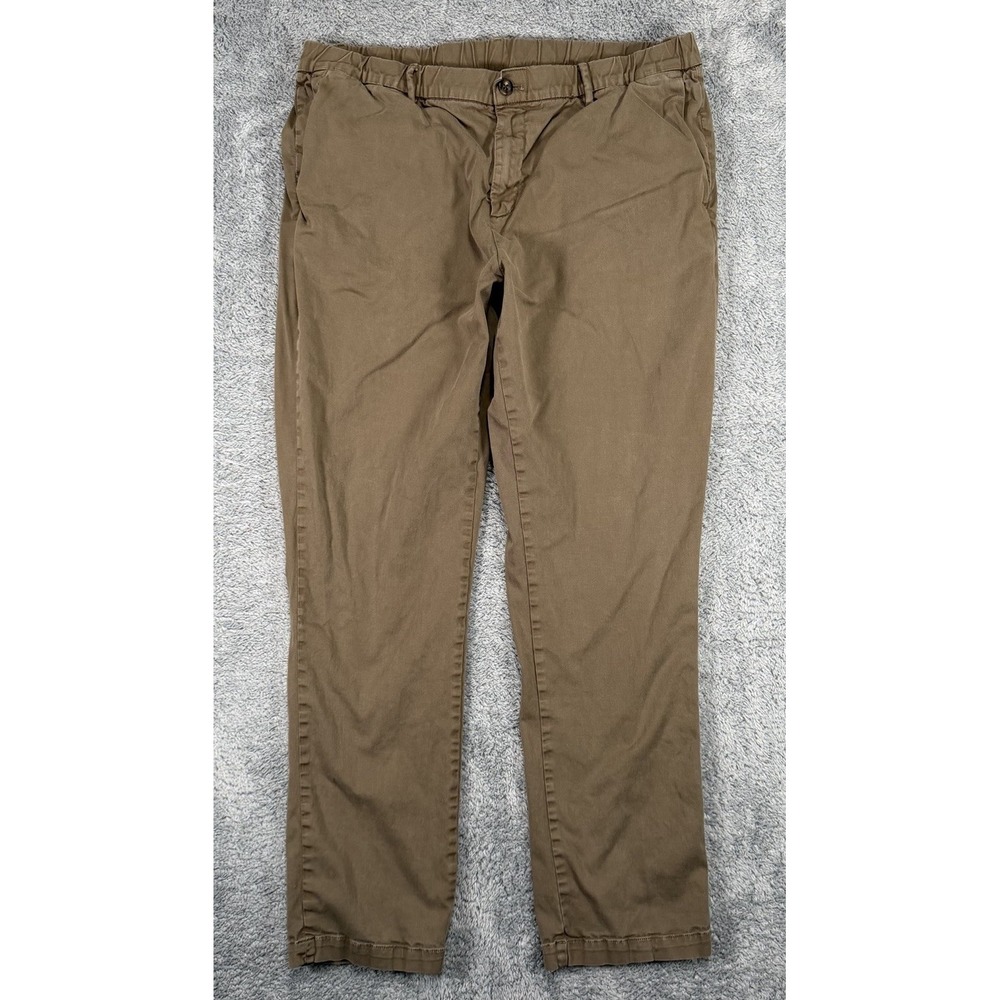 Bearbottom Pants‎ Mens XL 30" Brown Cotton Stretch Chino Elastic Waist Pockets